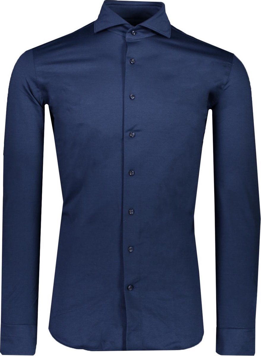 Profuomo   Overhemd Blauw Getailleerd - Maat UK14.5-EU37 - Heren - Never out of stock Collectie - Katoen;Polyester