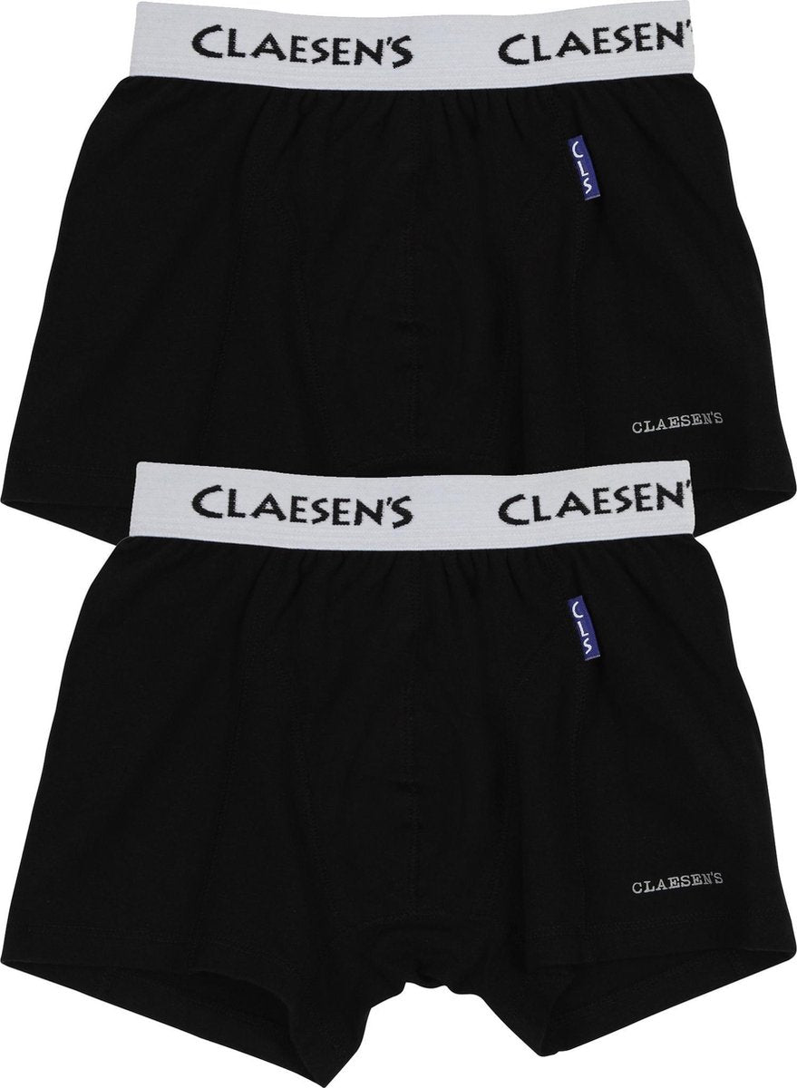 Claesen's Jongens 2-pack Boxershort - Black - Maat 128-134