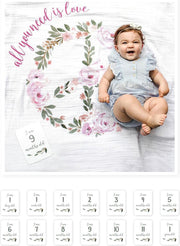 Lulujo Baby's First Year swaddle and cards  All you need is Love