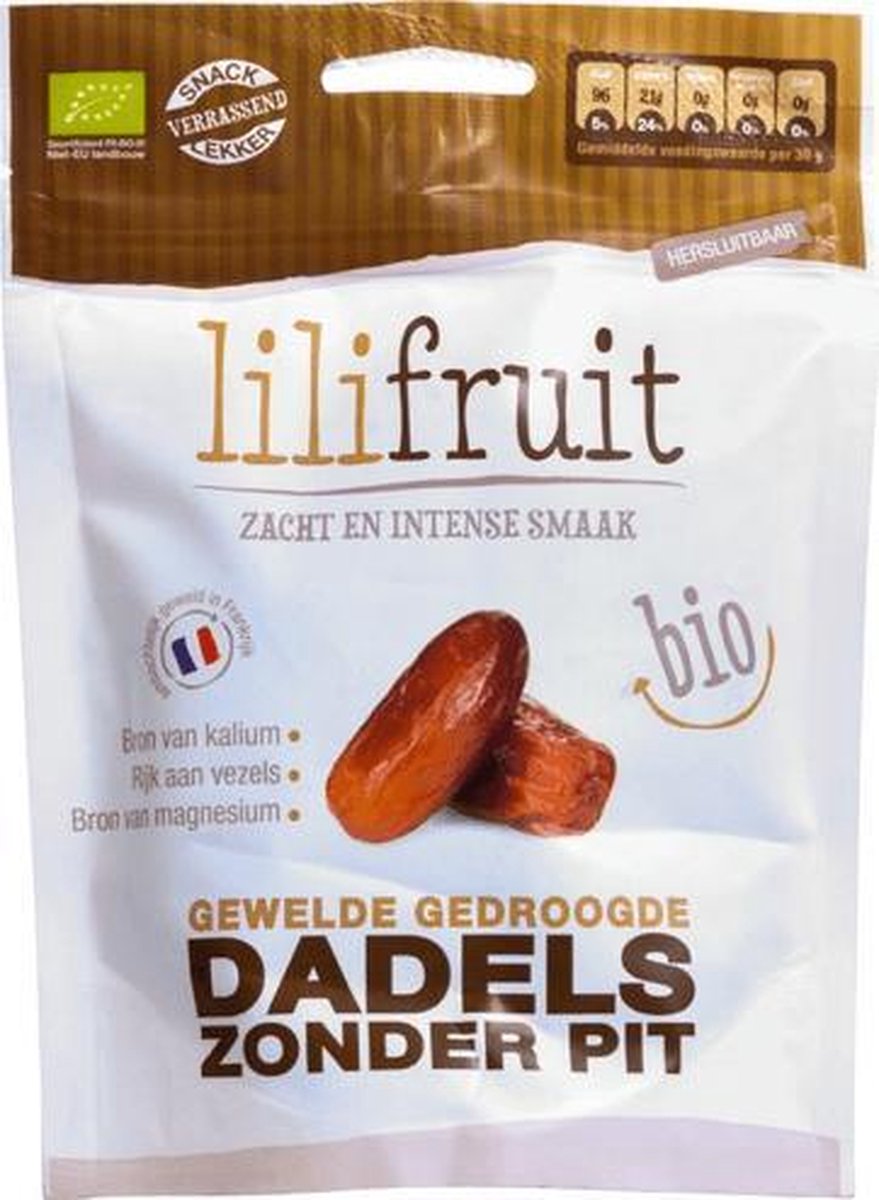 Gewelde dadels Lilifruit - Zak 150 gram - Biologisch