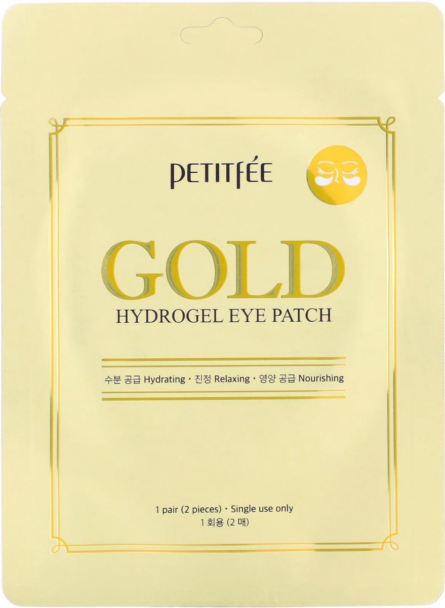 Petitfée Gold Hydrogel Eye Patch Oogmasker 1paar | 24K Goud Oog Masker Met Collageen| Anti-veroudering | Wallen