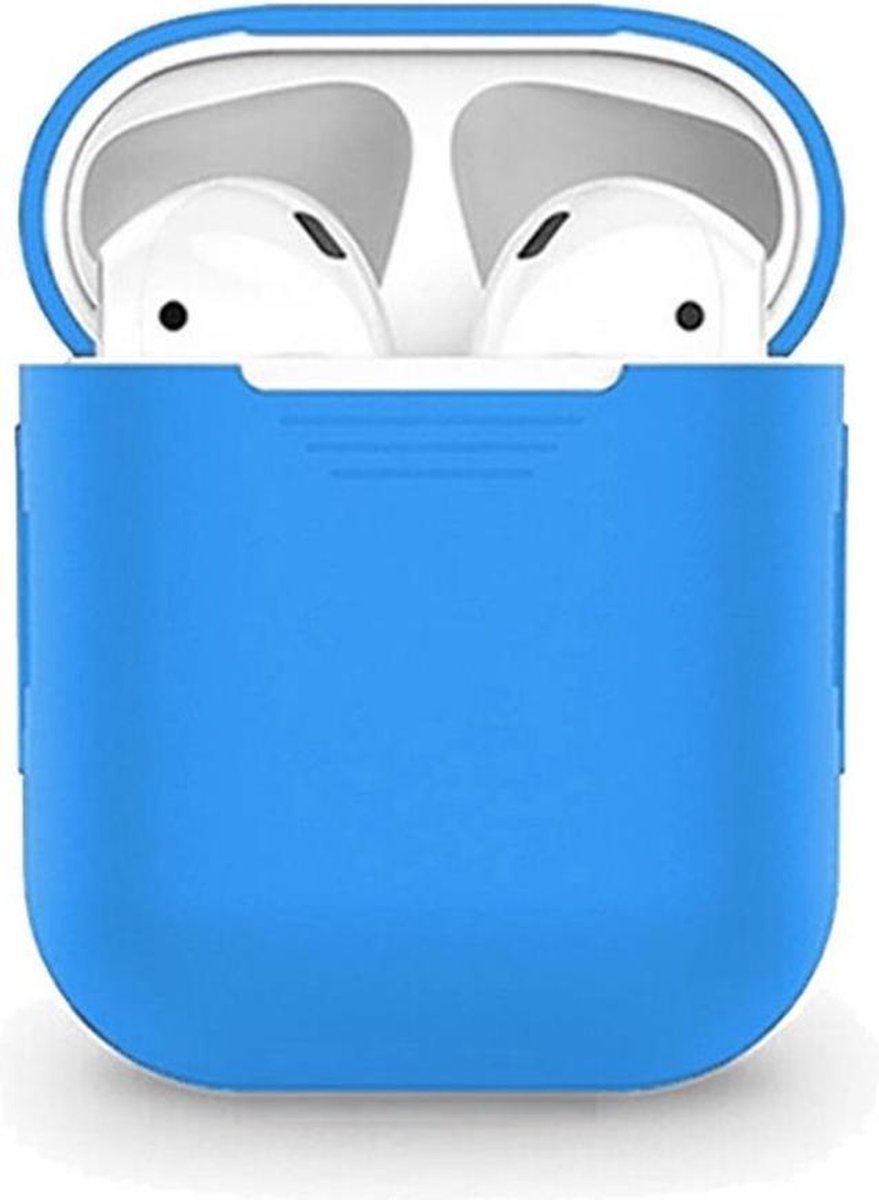 AirPods Hoesje - Siliconen Bescherm Case Hoesje - Blauw - Smartphonica