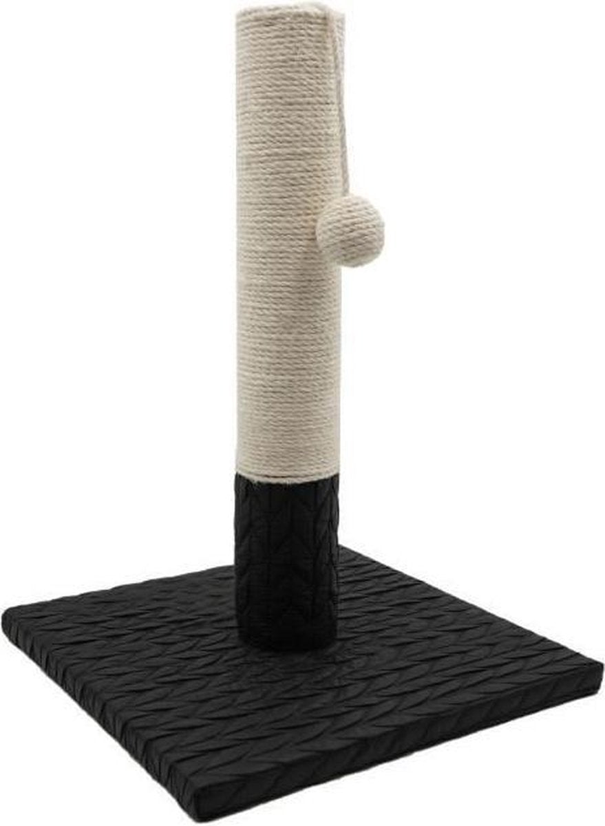 AIME Jute krabpaal 42 cm - Stevige rechthoekige basis - 30x30 cm - Pompon speelgoed - Zwart
