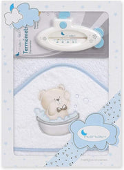 Interbaby Badaccessoires Teddy 100 Cm Katoen Wit/blauw 2-delig