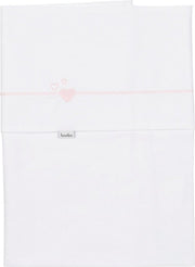 Koeka Wieglaken Lots of love - white/baby pink 80x100cm