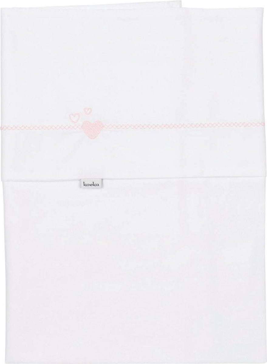Koeka Wieglaken Lots of love - white/baby pink 80x100cm