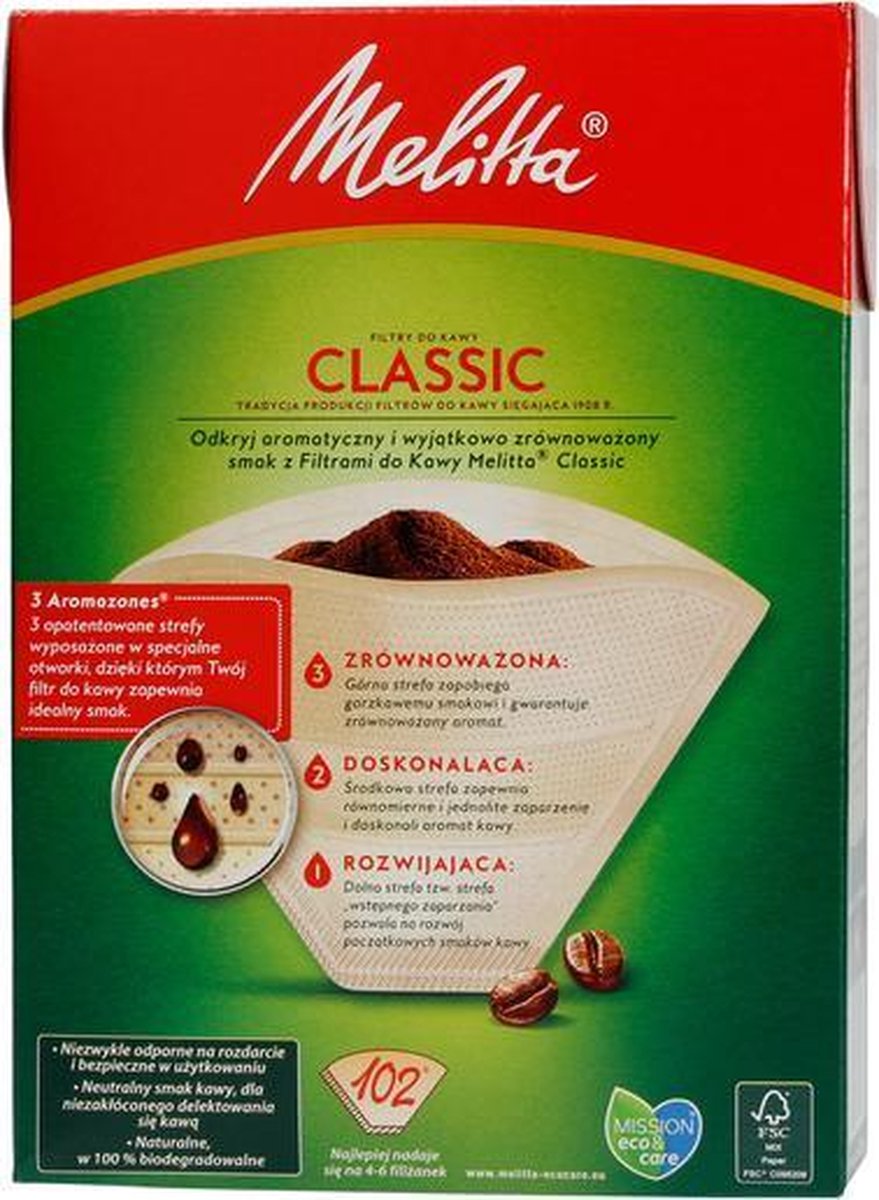 Melitta Paper Coffee Filters 102 - Classic - 80 pieces