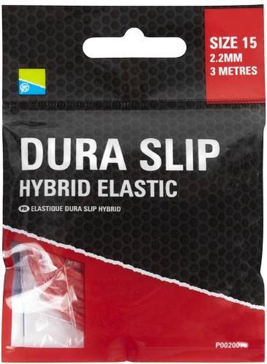 Preston - dura slip - hybrid elastic - maat 15 - 2.2 mm - 3 meter - rood