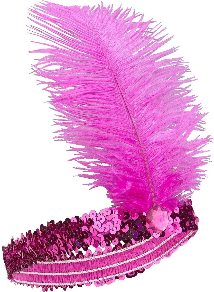 WELLY INTERNATIONAL - Fuchsia roze charleston hoofdband voor vrouwen - Accessoires > Haar accessoire