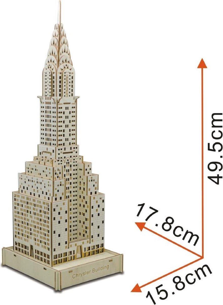 Houten modelbouwpakket - Chrysler Building 15.8 x 17.8 x 49.5 cm