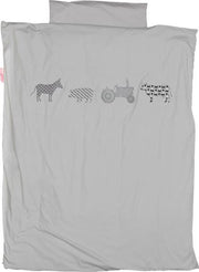 Taftan - Dekbedovertrek Boerderij en tractor - 100 x 135 cm - grijs