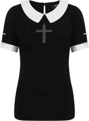 Banned Top -S- CROSSING OVER Zwart