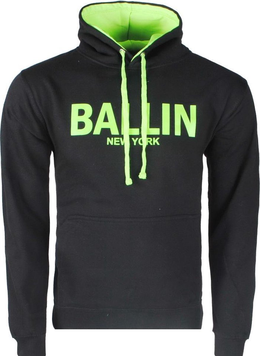 Ballin - Heren Trui - Hoodie - Sweat - Zwart Neon groen