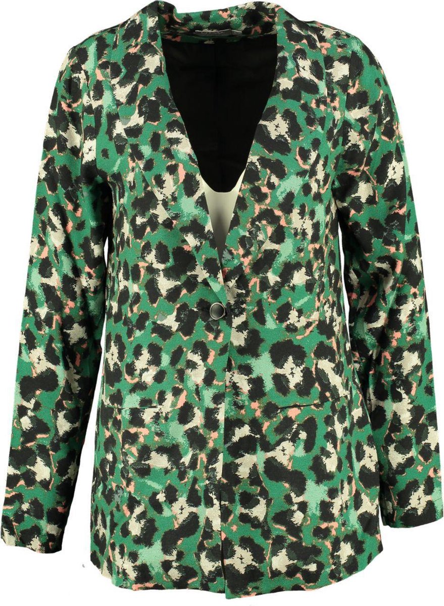 Geisha soepele gevoerde wat langere groene viscose blazer - Maat L