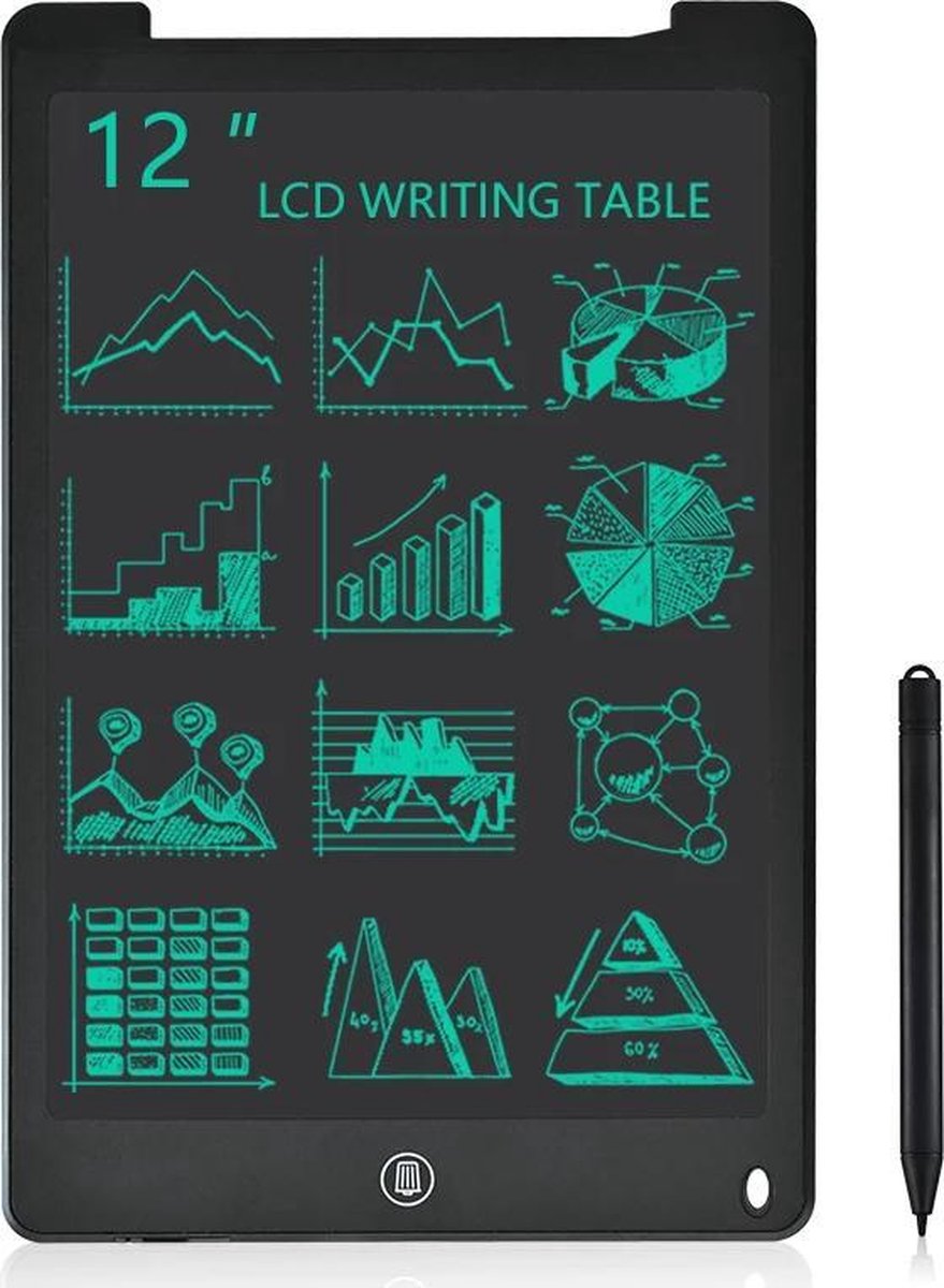 Tekentablet met scherm - 12 inch - Tekenbord magnetisch met pen - Grafische tablet voor kinderen en volwassenen - Kindertablet zwart
