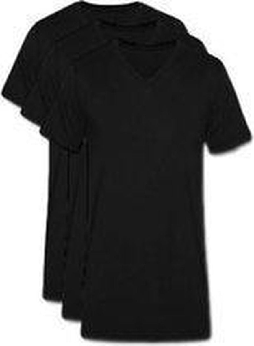 3 stuks - Bonanza V-hals T-shirt - slim-fit - zwart - S