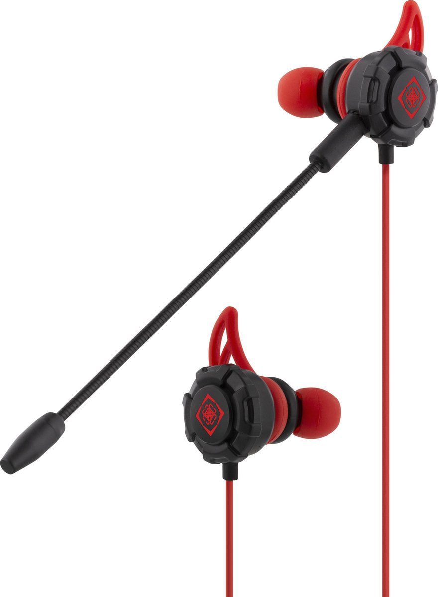 DELTACO GAMING GAM-076 In-ear koptelefoon met verwijderbare flexibele microfoon - Zwart/rood