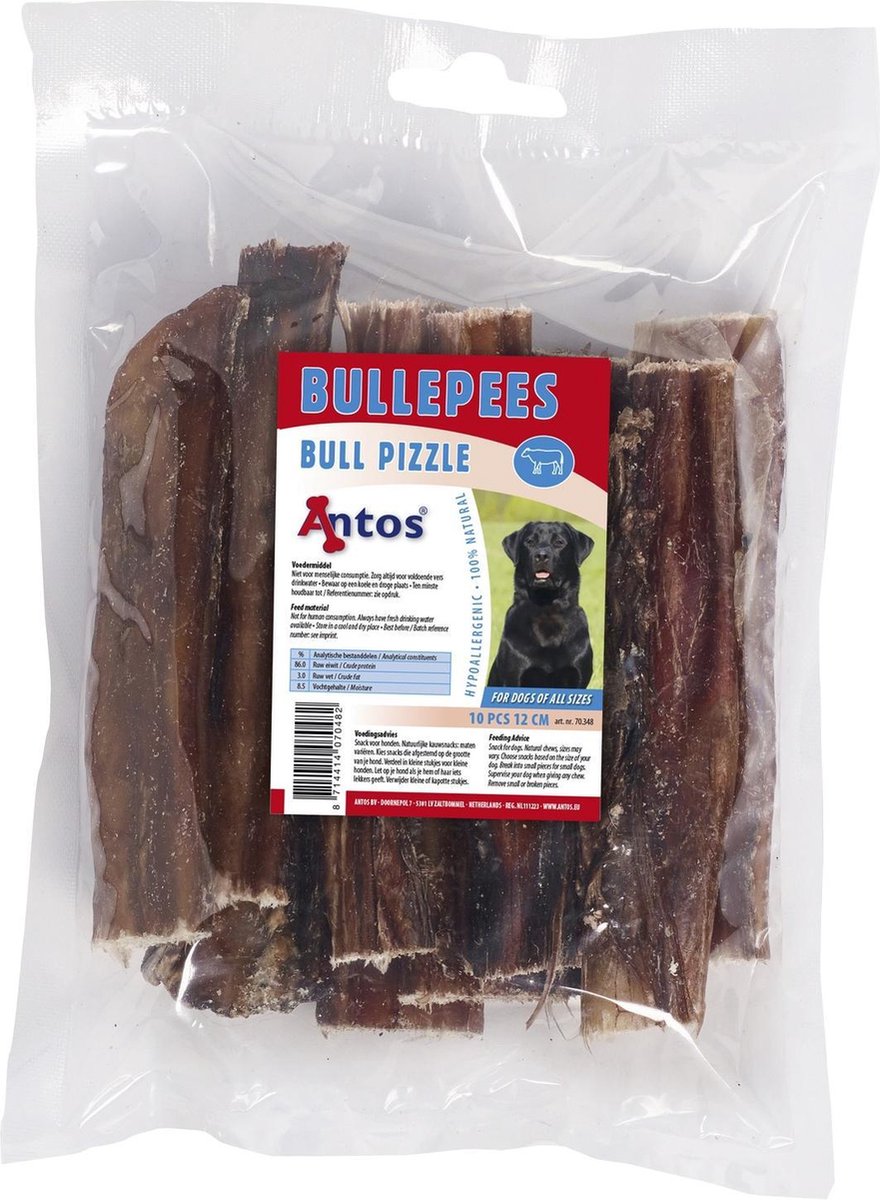 Antos Bullepees - Hondensnack - 10 stuks x 12 cm