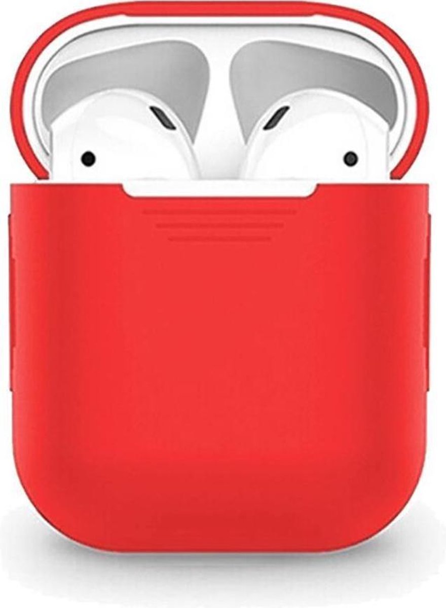 AirPods Hoesje - Siliconen Bescherm Case Hoesje - Rood - Smartphonica