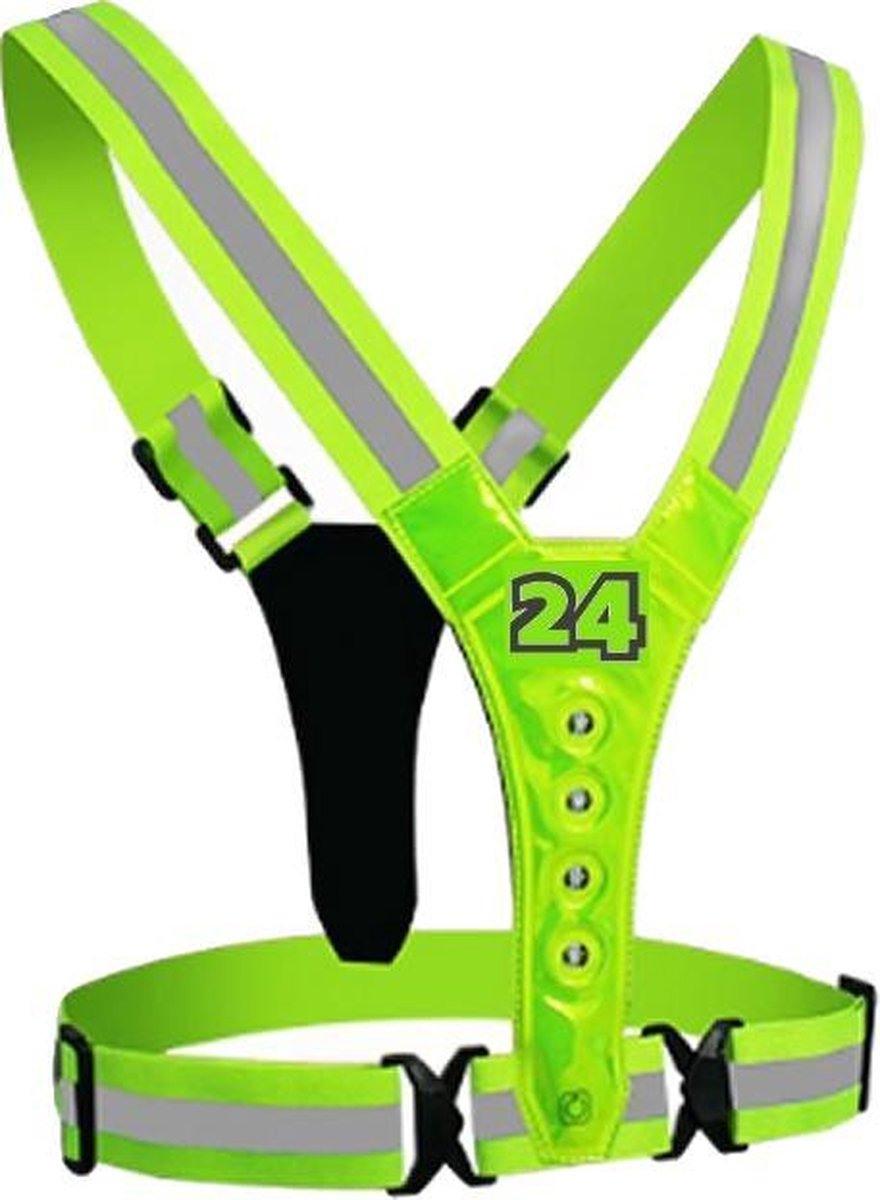 Activ24™ fluor LED reflecterend hardloop vest voor wandelen hardlopen jogging fietsen sporten - groen geel - ledvest - hardloopvest - hesje - Geen verzendkosten