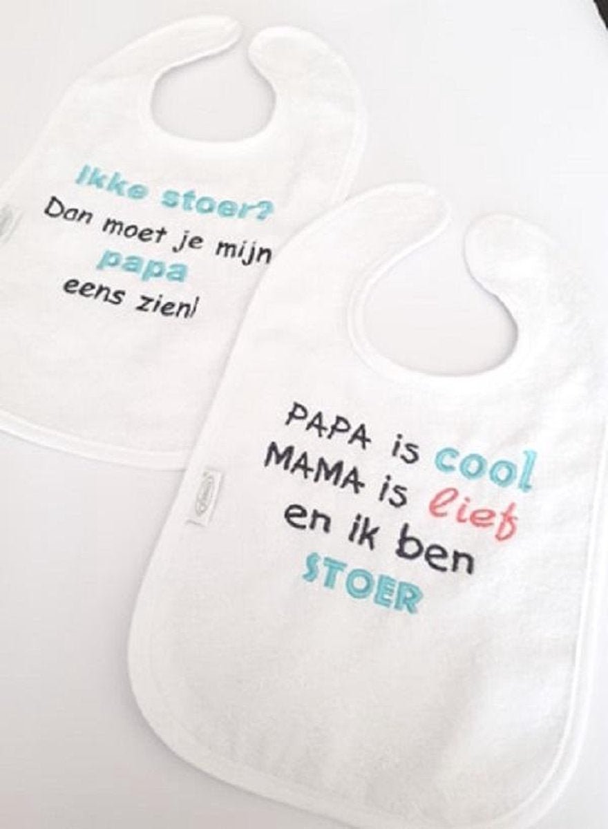 2 Slabben wit velcro met tekst
