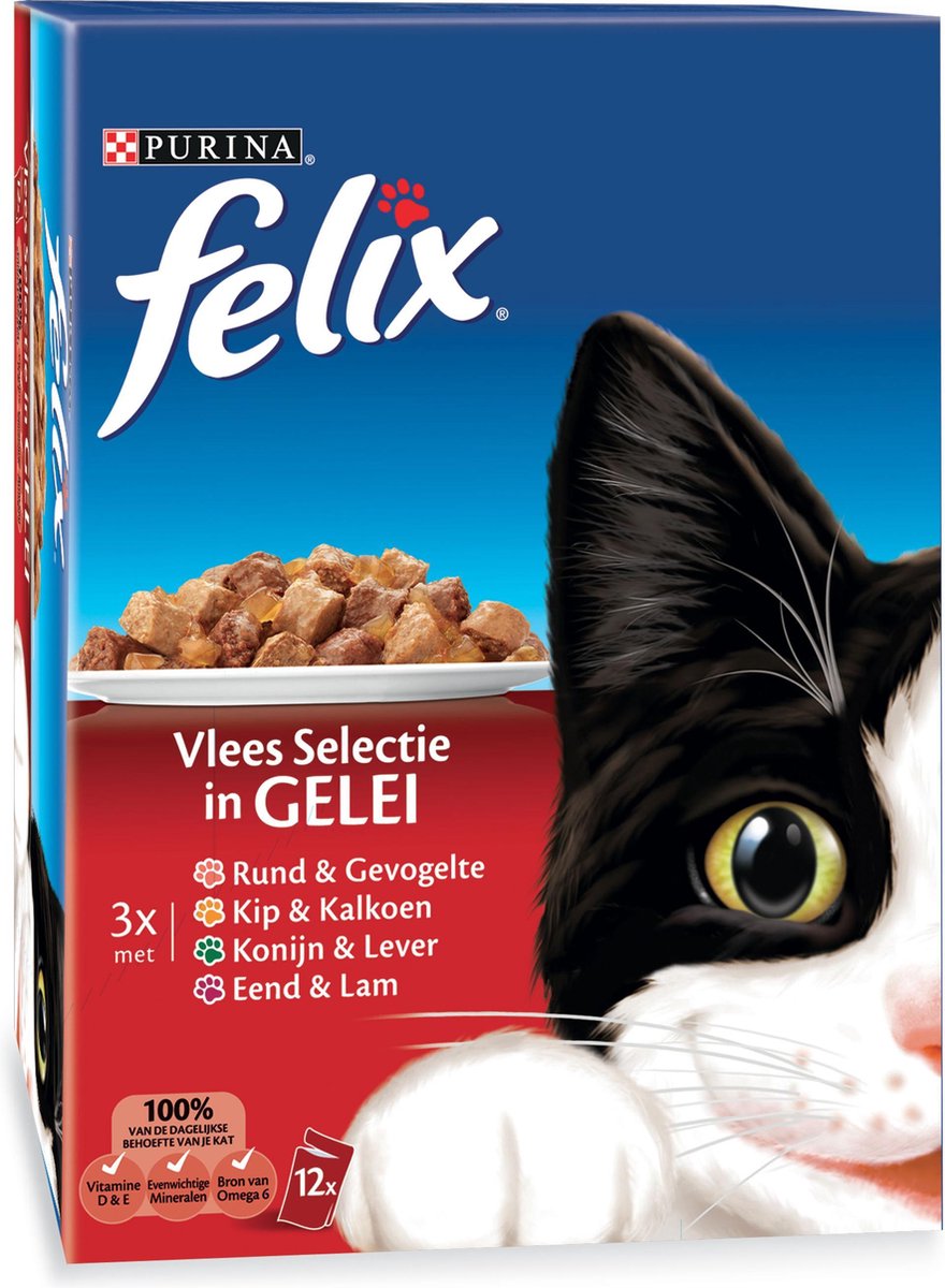 FELIX Pouch Adult - Vlees - Kattenvoer - 12 x 100 g
