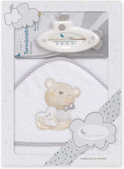 Interbaby Badaccessoires Love 100 Cm Katoen Wit/grijs 2-delig