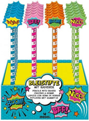 Uitdeelcadeautje 4 stuks Potlood met grappige gum