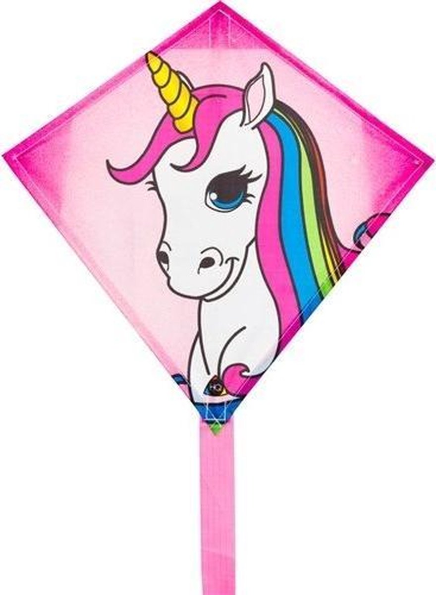 Invento Eenlijnskindervlieger Mini Eddy Unicorn 30 Cm Roze