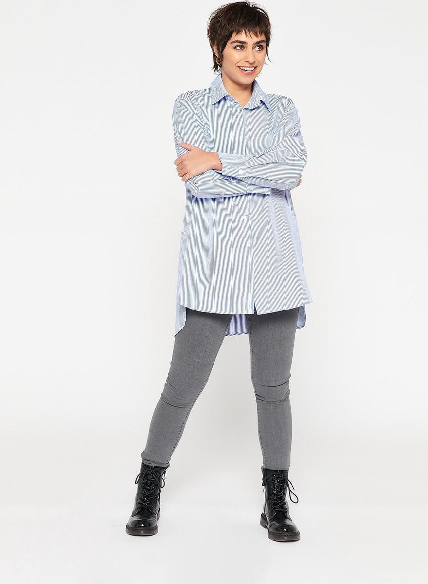 Oversized overhemd met strepen - Marine Blauw