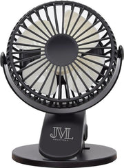 JML Mini USB Ventilator - Tafelventilator Zwart - Stille Mini Fan - Draadloos - Retro Bureau Ventilator - Klein