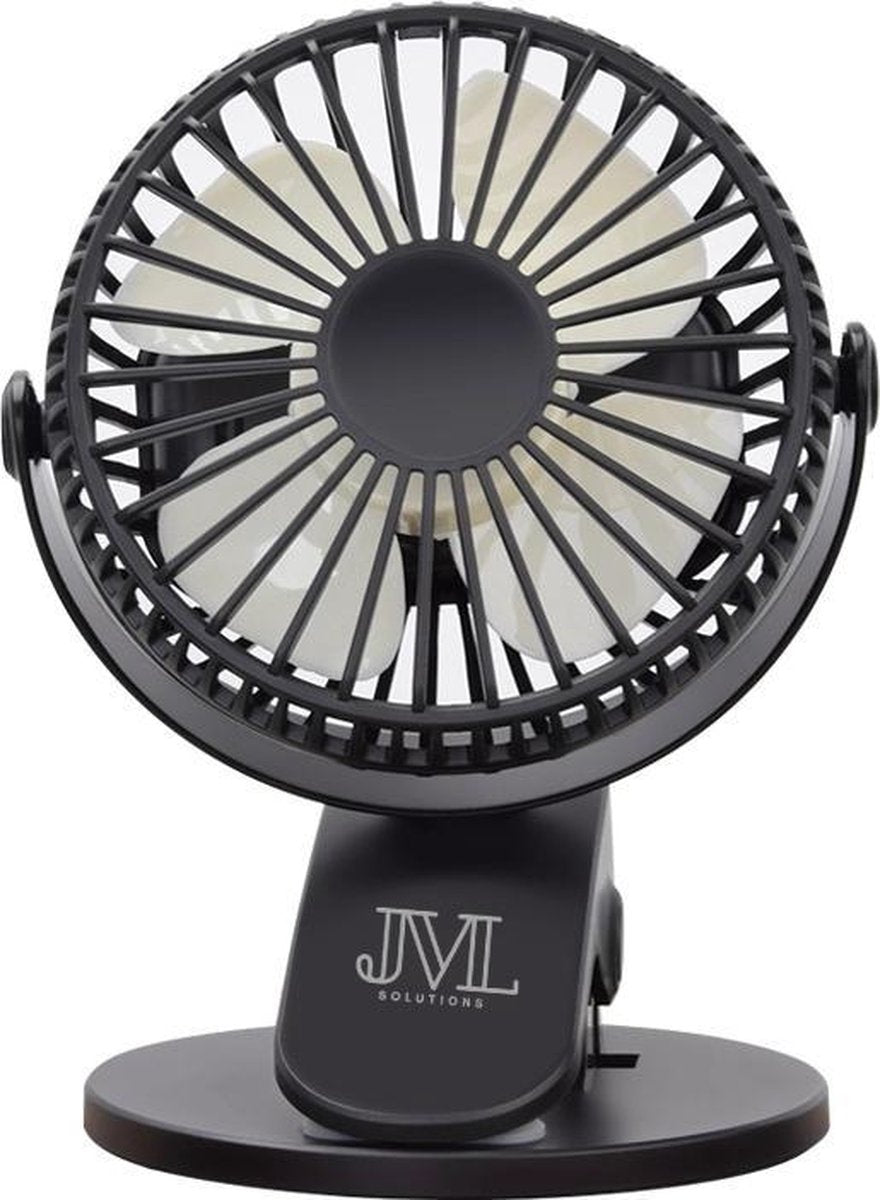 JML Mini USB Ventilator - Tafelventilator Zwart - Stille Mini Fan - Draadloos - Retro Bureau Ventilator - Klein
