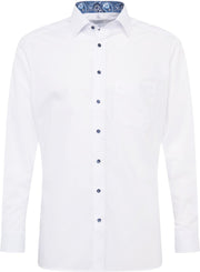 OLYMP Tendenz modern fit overhemd - wit  (blauw contrast) - Strijkvriendelijk - Boordmaat: 39