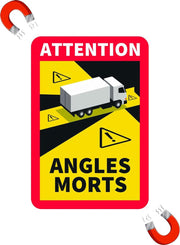 Dode hoek magneetsticker | magneetplaat | magneet sticker voor Frankrijk tbv vrachtwagen en camper | Angles Morts magneetsticker