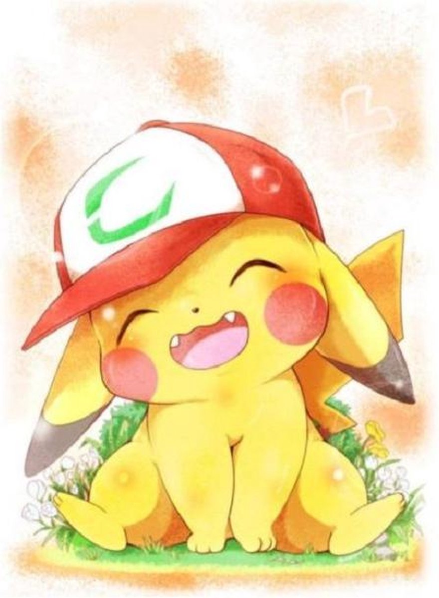 Schattige Pikachu met Pet van Ashe Op - Diamond Painting - Pokemon - 40x30cm - Best Friends - Complete Set - Inclusief Tools - Stipco