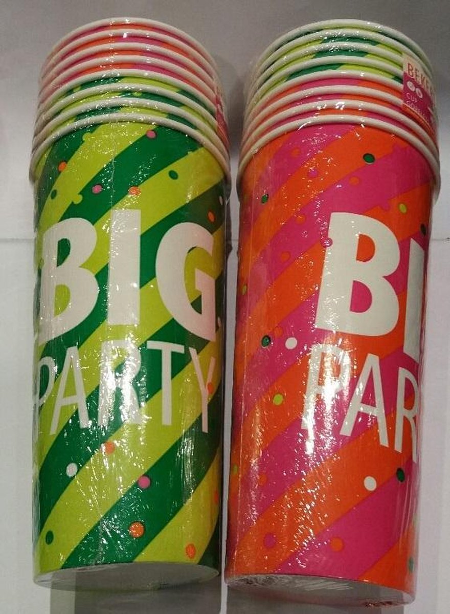 16x kartonnen bekers - big party