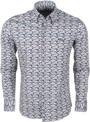 Ferlucci - Heren Overhemd - Bubbels - Calabria - Stretch - Zwart Bruin