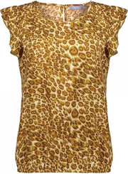 Geisha Top AOP Leopard Ruffle Sleeveless - XL