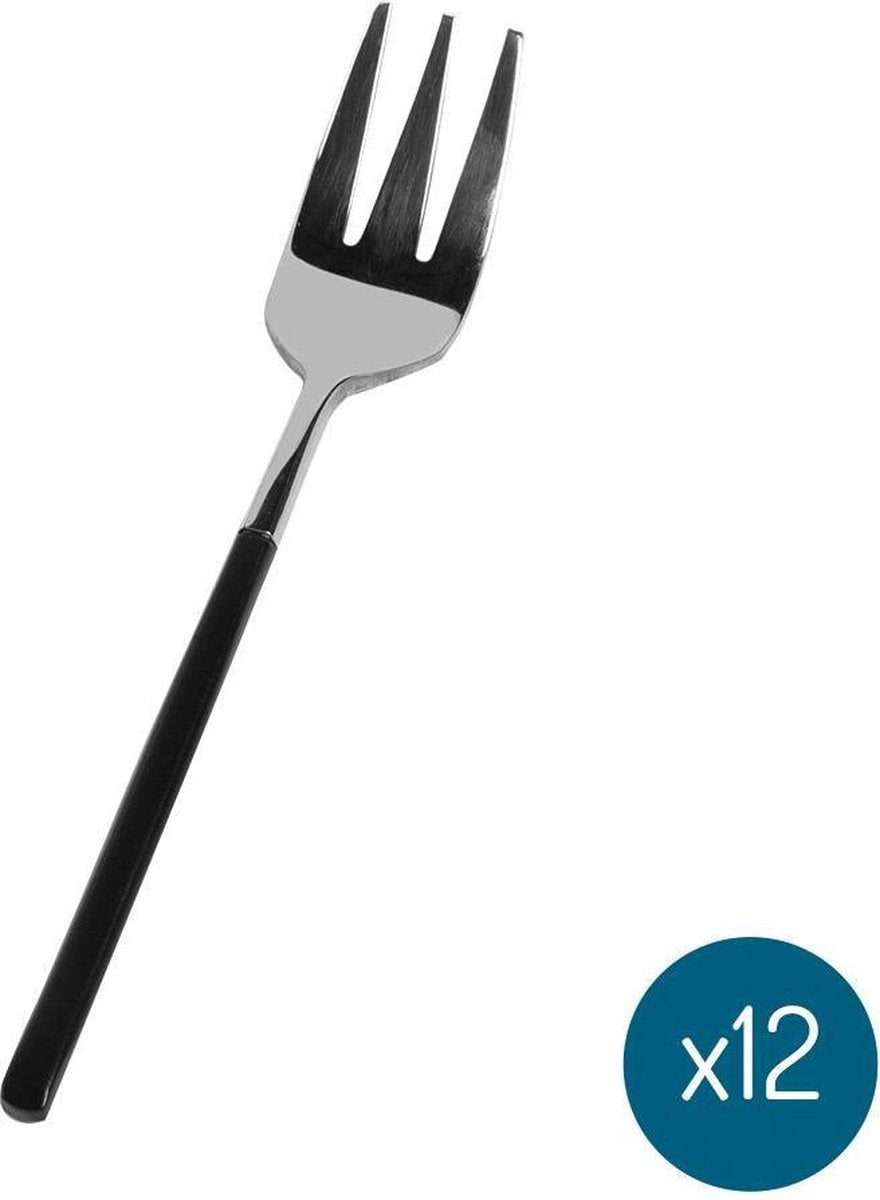 Bama Dessertvork Nara Silver – Black – 12 Stuks