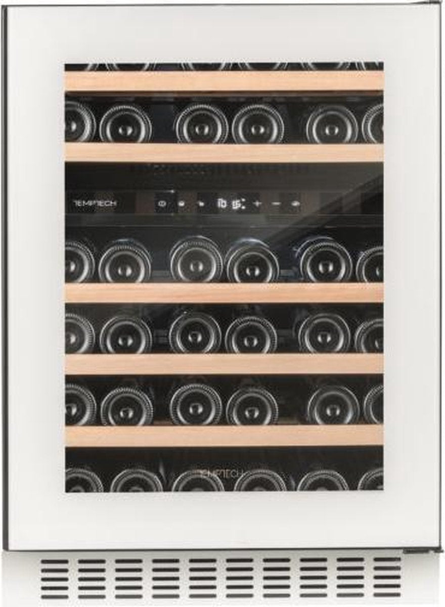 Temptech OX60DRW wijnkoelkast - greeploos - 46 flessen - 2 zones -wit