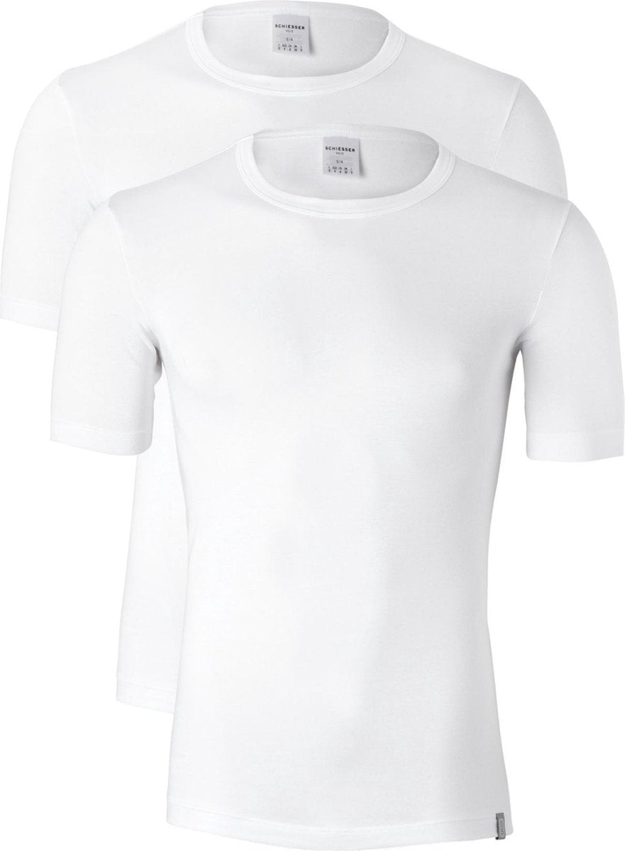 Schiesser Shirts  95/5 O-hals 2-pack Heren - Wit - XXL