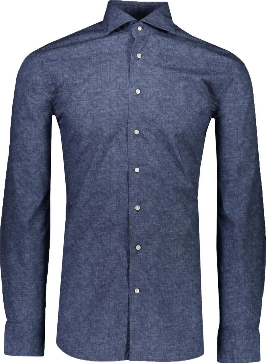 Profuomo   Overhemd Blauw Getailleerd - Maat UK15.5-EU39 - Heren - Lente/Zomer Collectie - Katoen