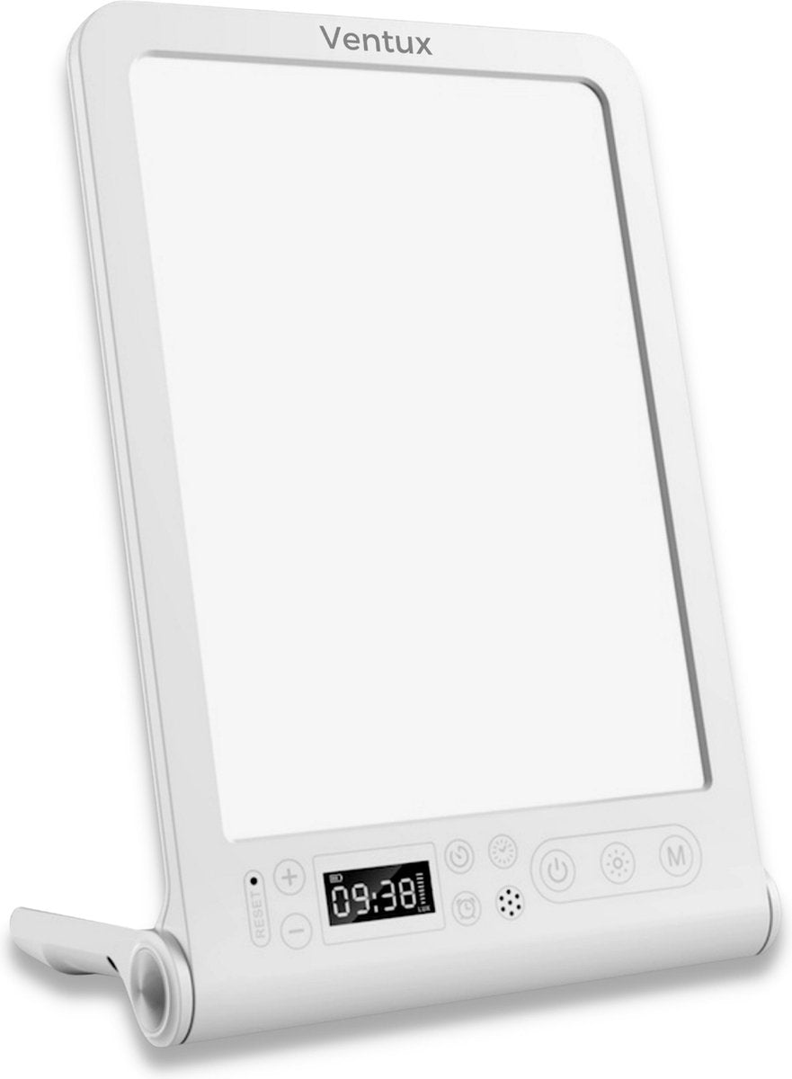 Ventux® Multifunctionele Daglichtlamp  - Lichttherapielamp - 3 Lichtstanden - UV-Vrij Lamp - 11.000 LUX - klok - wekker functie - timer