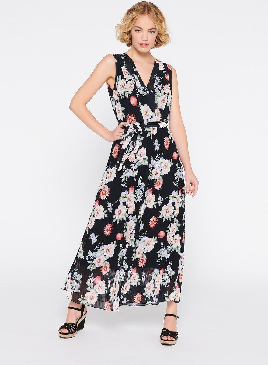 Jurk met bloemenprint - Zwart