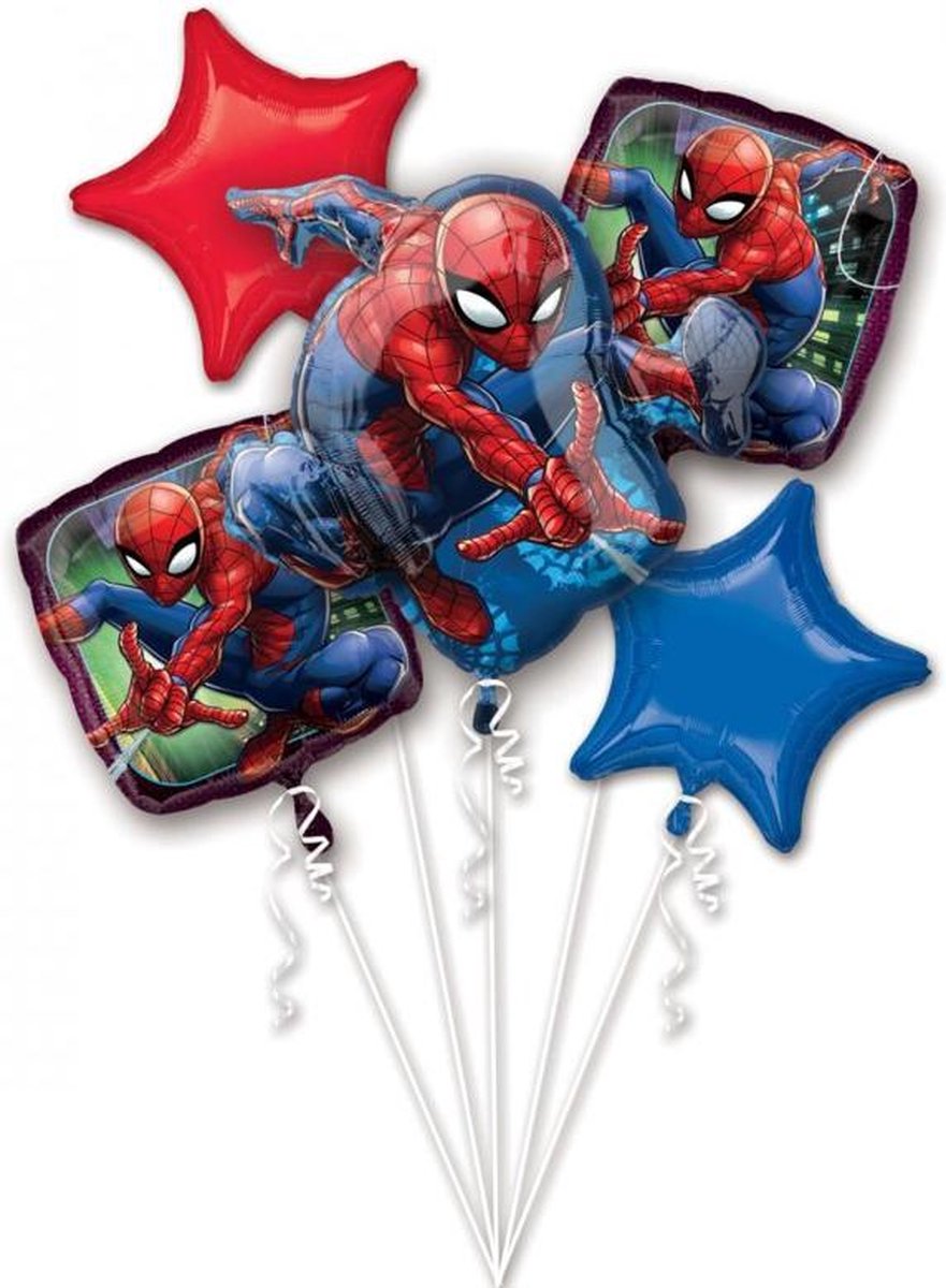 Spiderman folieballonnen boeket 5-delig