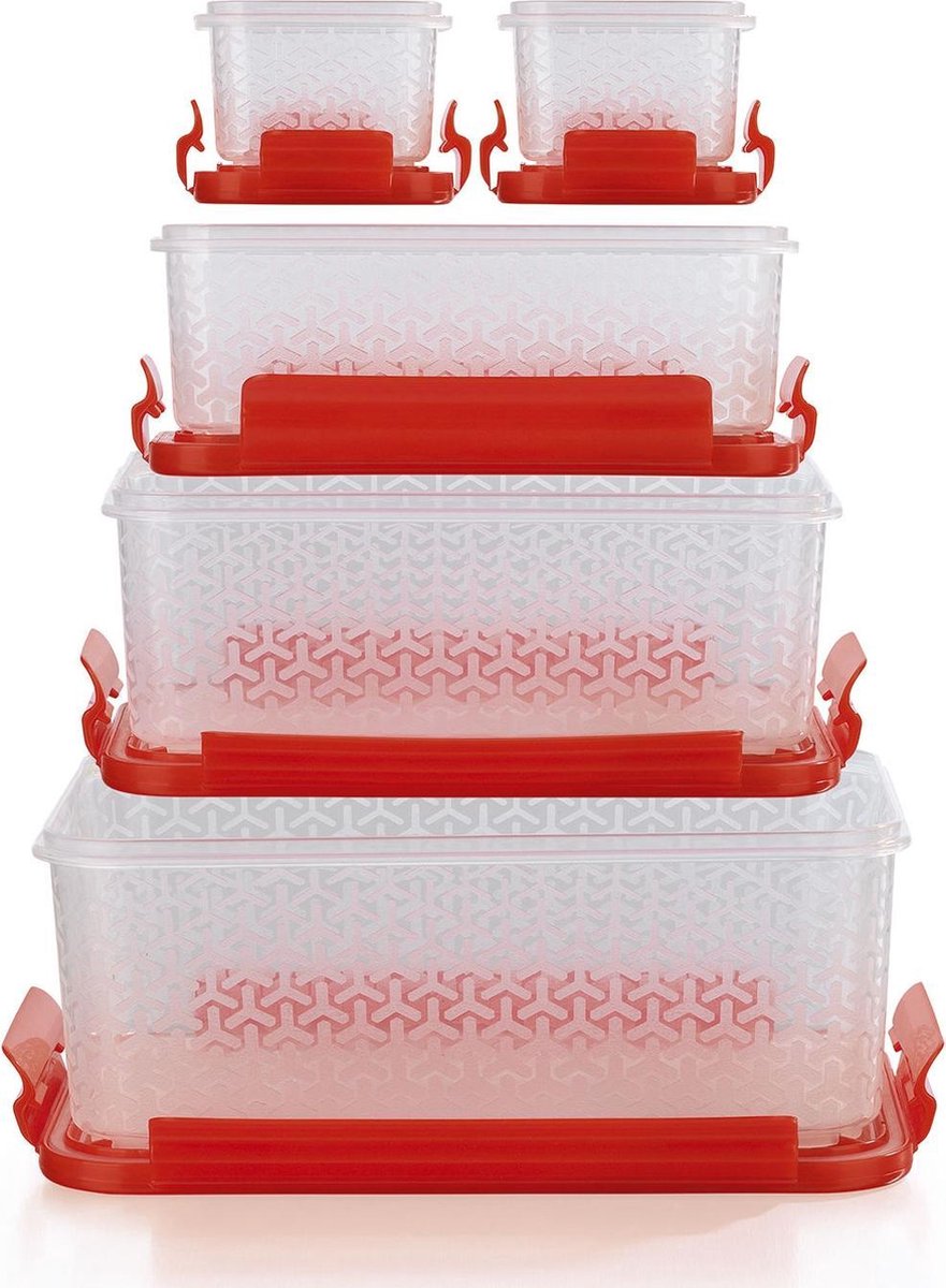 Gourmetmaxx Klick-it Vershouddozen Kompakt 10 delig Rood