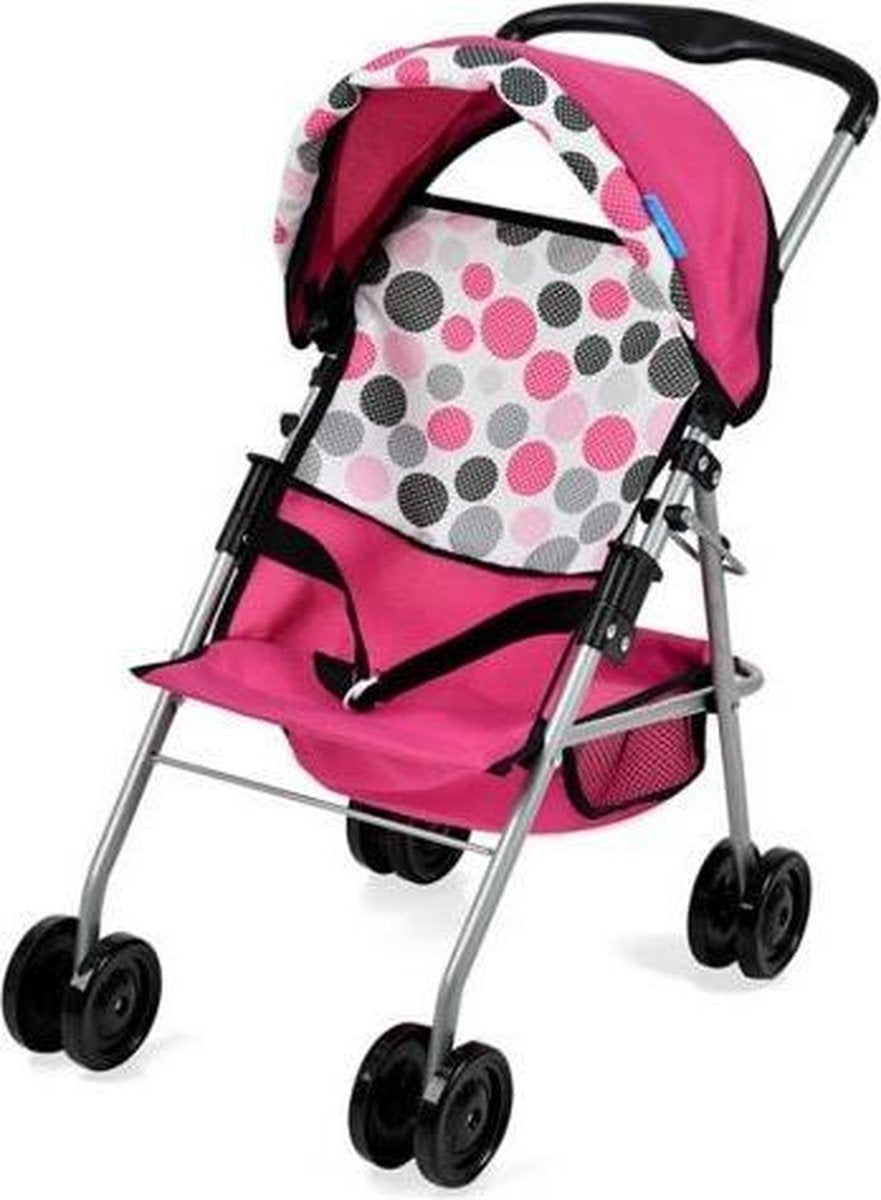 Hauck Poppenbuggy - Kinderwagen voor Pop - Inklapbaar - Roze Poppenwagen met Stippen