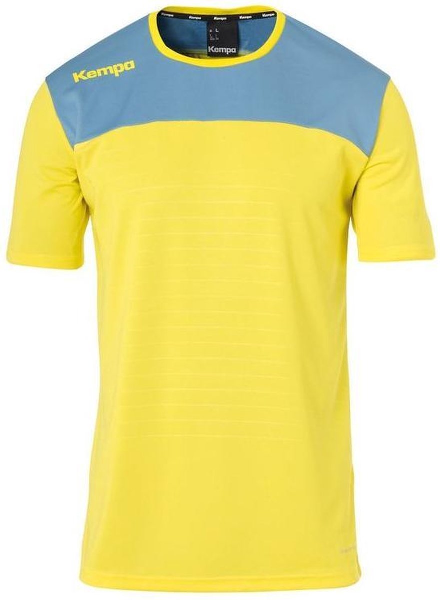 Kempa Emotion 2.0 Shirt Korte Mouw Limoen Geel-Dove Blauw Maat L