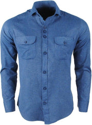 Ferlucci - Heren overhemd - Lecce - Flausch Flanel - Stretch - Blauw