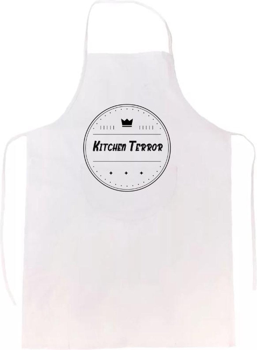 Kitchen Terror keukenschort - verassing - feestdag - verjaardag - geschenk - gift - kado - cadeau - barbeque - barbecue - chefkok - keuken - schort - eten - bbq - vlees